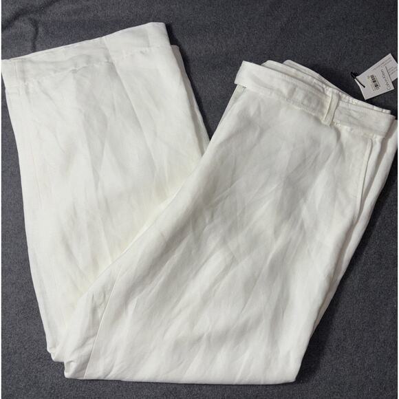 NWT Calvin Klein Sz 20W White Linen Blend Lined Womans Pants Size Wide Leg NWT - Picture 1 of 9